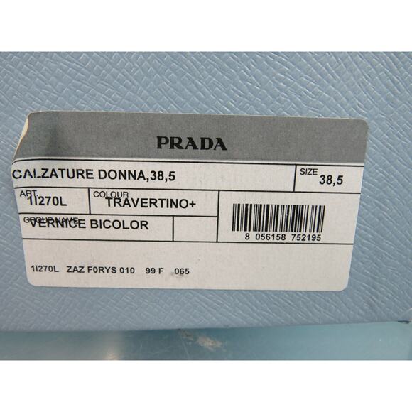 NIB PRADA 1I270L BEIGE RED PATENT LEATHER POINTED TOE SANDALS MULES PUMPS 39 IT - Picture 12 of 12